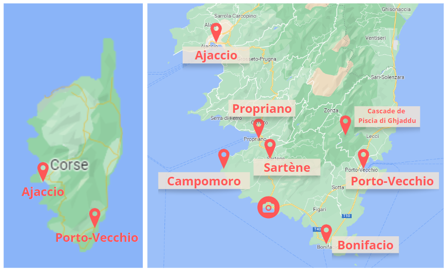 Une semaine en Corse du Sud - carte